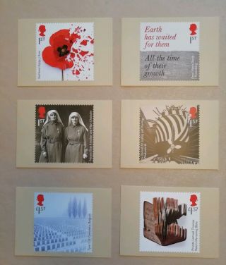 2017 The Great War 1917 Royal Mail Phq Stamp Post Cards Full Set 6 In Slip