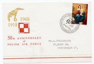 Great Britain 1968 Event Cover 50th Anniversary Polish Air Force Pafa Exhibition