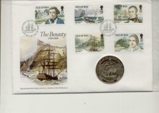 Isle Of Man Post Office Official Coin Cover No 2,  The Bounty