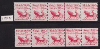 Us Scott 1900,  5.  2c Sleigh 1880s Plate Strips Of Five,  Pl 1 & 2,  Mnh