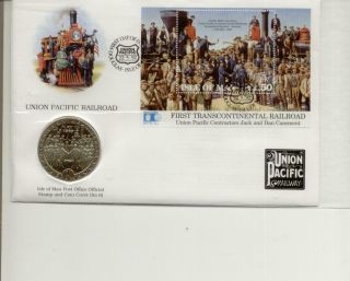 Isle Of Man Post Office Official Coin Cover 6,  1992 Union Pacific Ms