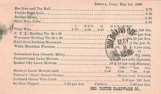 1888 Colorado City,  Co Cancel On Hardware Adv.  P - Card Missent Fr Denver Co; Dpo