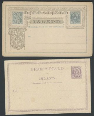 Iceland Early Postal Cards H&g 1/2/8/9