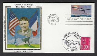 1710 Colorano Silk Fdc - 13 Cent Charles A.  Lindbergh With Le Bourget Postmark
