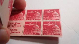 US Stamp Booklet MNH Air Mail 8 Cent Jet Airliner Slogan 3 w/Crease On Cover 3