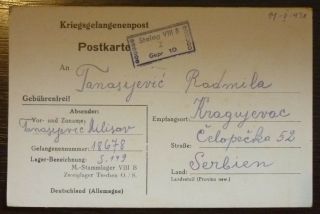 Wwii Germany - Serbia - Pow Letter Serbien Yugoslavia J33