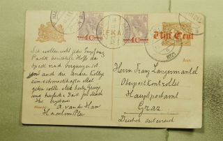 Dr Who 1921 Netherlands Haarlem Ovpt Uprated Postal Card To Germany E43589