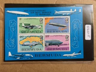 Bermuda 1975 Airmail Service 50th Anniversary M/s (sg Ms 334) Mnh