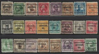 Indiana Precancels,  1922 - 1926 Series,  Anderson,  Type 219,  24 Different