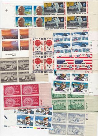 Us - Packet Of 12 Plate Blocks - Airmail Stamps - All Different - Mnh - B9316