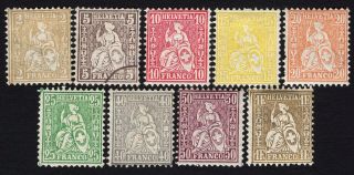Helvetia 1881 Complete Set Of Stamps Mi 36 - 44 Mh/mng/used Cv=62€