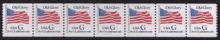 Us Scott 2890,  32c Old Glory G Stamp,  Plate Number Strip Of 7,  Mnh,  A1111