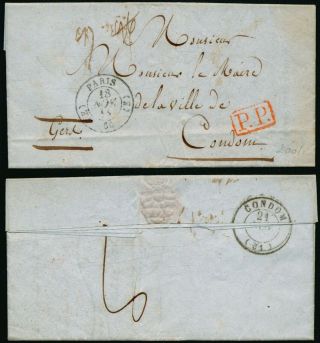A401 France Stampless Cover Paris Condom 1844,  Comment