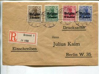 Germany Mail In Belgium 4 Values On Reg Cover To Berlin 17.  11.  1914
