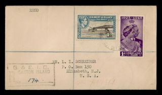 Dr Who 1953 Gilbert & Ellice Islands Canton Island Registered To Usa E51512
