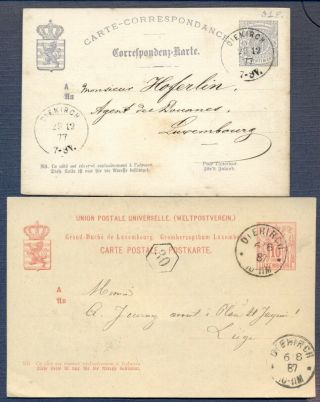Luxembourg: 2 Postal Stationery Cards - 1877 & 1887; 5 & 10 Cent