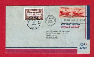 Us Fdc C39,  Dc - 4,  Envelope,  W/dual Canx,  5282,  Airmail,  Uncacheted