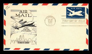 Us Cover Air Mail 7c Postal Stationery Fdc Lowry Cachet Scott Uc26