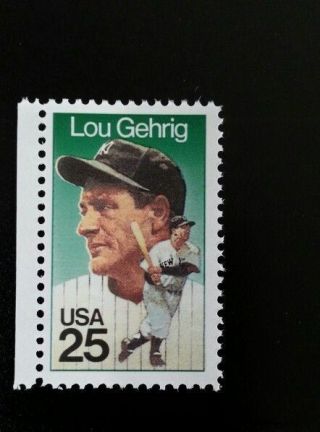 1989 25c Lou Gehrig,  Professional Baseball First Baseman Scott 2417 F/vf Nh