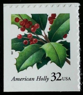 1997 32c American Holly,  Self - Adhesive Scott 3177 F/vf Nh