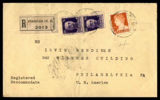 Mayfairstamps Italy 1936 Firenze Registered To Philadelphia Pennsylvania Cover W
