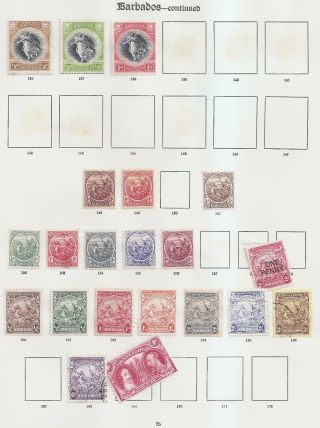 Barbados King George V Stamps On Page From Old Imperial Album