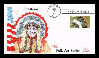 Dr Jim Stamps Us Shoshone Indian Headdress Hand Colored First Day Cover