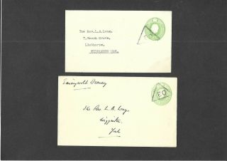 Gb Yorkshire Stationery 2x Kgv 1/2d Envelopes 