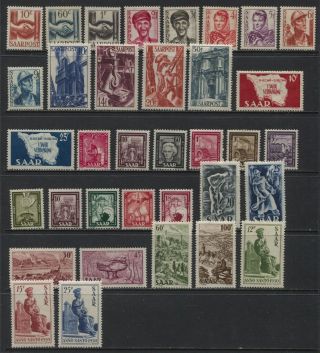 Saar 1948 - 1950 Mlh / Mnh Sets 188 - 220,  222 - 224 Cv $99,