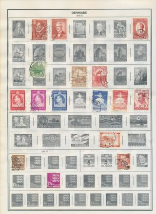 DENMARK • 6 sheets of stamps from an old Harris Album pages.  Over 150 different 4