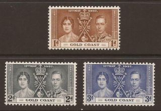 Gold Coast Kgvi 1937 Sg117/119 Coronation Set Mnh (jb4860)