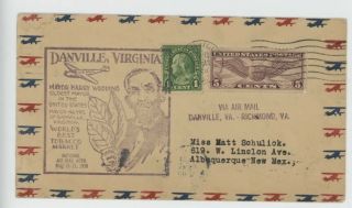 Mr Fancy Cancel Danville Virginia National Air Mail Week 1938 Cvr 2108
