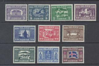 Iceland 1930 Millenary Celebration Set Of 10 To 40a Mh Sg 158/167