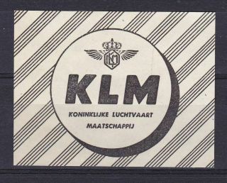 Netherlands,  Airmail Label,  Klm Black/white