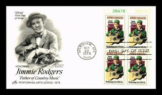 Dr Jim Stamps Us Jimmie Rodgers Country Music First Day Cover Plate Block