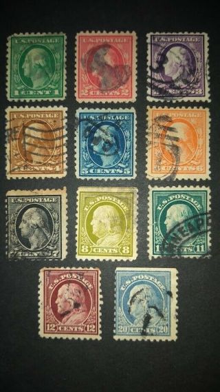 11 Us Stamp,  Scott S 424 - 431,  434,  435 & 438,  1914 - 1915,  Pf.  10