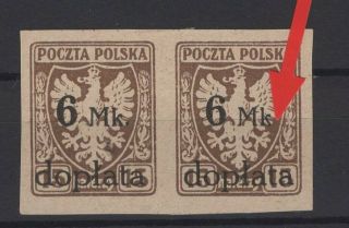 Poland,  Polska,  Stamps,  1921,  Fischer D 32 With Error.  No Gum.