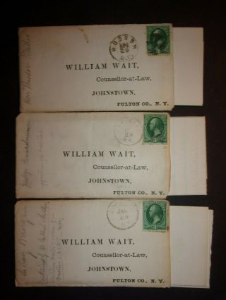 9 US 3 cent Washington stamp covers letters William Wait Counsellor at Law 1735 3