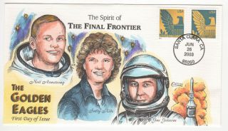 Sss: Collins Hand Painted Fdc 2003 25c Golden Eagle Final Frontier Sc 3795