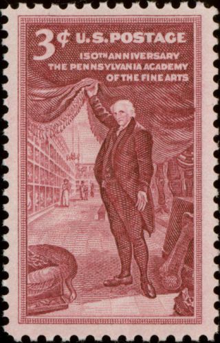 1955 3c Pennsylvania Academy Of Fine Arts,  Charles Peale Scott 1064 F/vf Nh