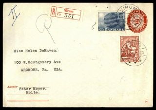 Mayfairstamps Denmark 1952 Virum Registered To Ardmore Pennsylvania Postal Stati