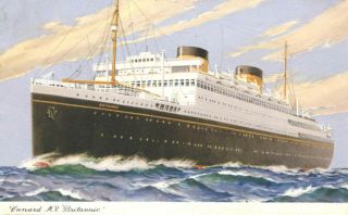 Great Britain 1958 Mv Britannic Picture Postcard Cunard Ship Post Sea Paquebot