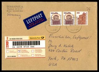 Mayfairstamps Germany Hamburg Registered To York Pennsylvania Air Mail Cover Wwb