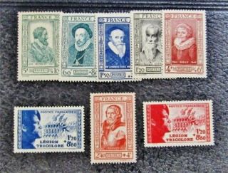Nystamps France Stamp B147 // B166 Og H / Nh $32