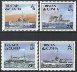 Tristan Da Cunha 1991 Ships Of Royal Navy (2nd Series) Mnh Set Of 4