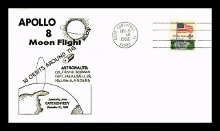 Dr Jim Stamps Us Apollo 8 Moon Flight Space Event Cover 1968 Cape Canaveral