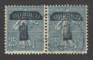 Djibouti Unlisted Overprint On France 25c Sower Pair Ex Jim Czyl