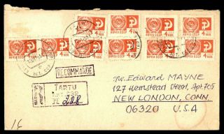 Mayfairstamps Russia 1951 Tartu Registered To London Connecticut Cover Wwb94