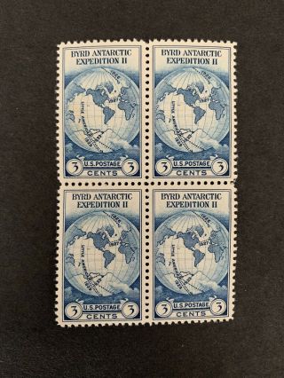 1933 Us Postage Stamps Scott 733 Byrd Antarctic Expedition Block Of 4 Nh