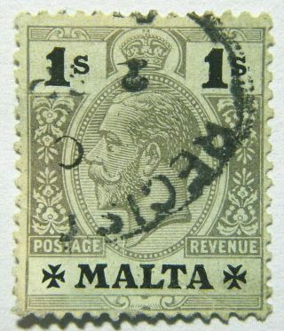 Malta Stamp 1914 - 21 1s King George V Scott 59 Sg81a